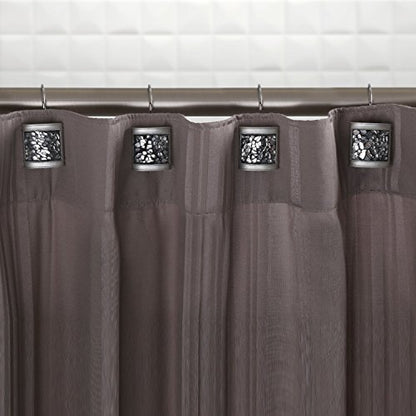 Creative Scents Crackled Glass Silver Shower Curtain Hooks Decorative | Set of 12 Shower Curtain Rings for Bathroom Shower Rod - Silver Bathroom Accessories Decor - style: Shower Curtain Hooks