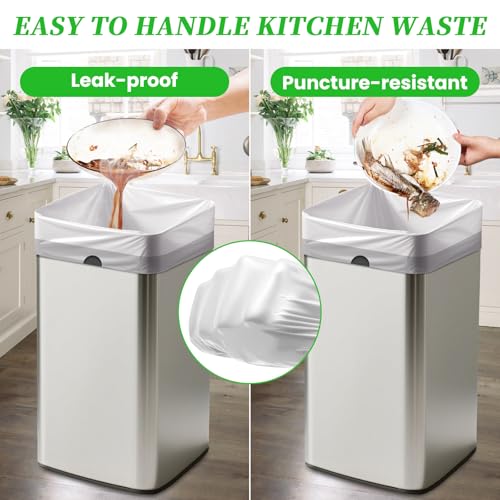 Trash Bags 13 Gallon Tall Kitchen Drawstring Garbage Bags,Fit 13 Gal Bins,Heavy Duty Tear&Leak Resistant Unscented Recyclable Trash Can Liners for Home Office Bathroom Garden Garage Outdoor - style: 13 Gallon-White