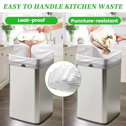 Trash Bags 13 Gallon Tall Kitchen Drawstring Garbage Bags,Fit 13 Gal Bins,Heavy Duty Tear&Leak Resistant Unscented Recyclable Trash Can Liners for Home Office Bathroom Garden Garage Outdoor - style: 13 Gallon-White