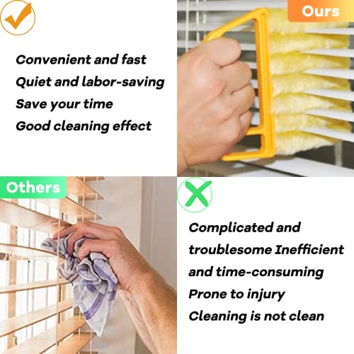 AOCEAN 4 Pcs Blind Cleaner Duster Tool, 7-Finger Dusting Cleaner Tool for Window & Air Vent, Washable Handheld Microfiber Duster Blinds Air Conditioner Fan Keyboard Duster Dirt Tool