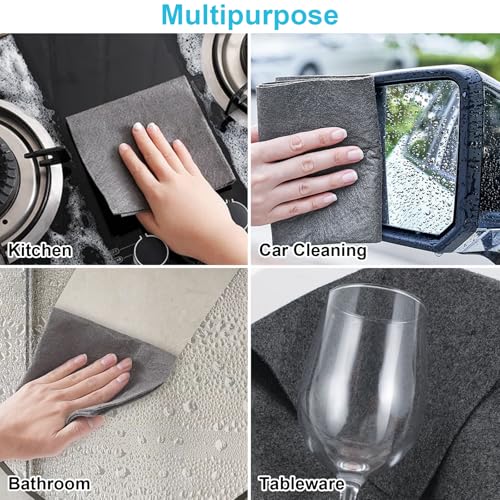 Thickened Magic Cleaning Cloth, 2026 New Streak-Free Reusable Glass Cleaning Cloth Rags, Lint-Free Absorbent Microfiber Towels for Cars, Kitchen, Window, Mirrors (5, 12x16 in) - size: 12x16 in