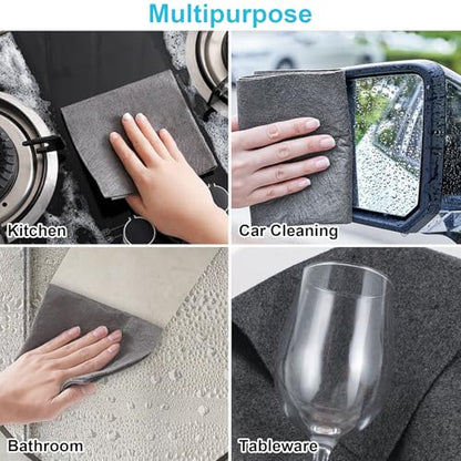 Thickened Magic Cleaning Cloth, 2026 New Streak-Free Reusable Glass Cleaning Cloth Rags, Lint-Free Absorbent Microfiber Towels for Cars, Kitchen, Window, Mirrors (5, 12x16 in) - size: 12x16 in