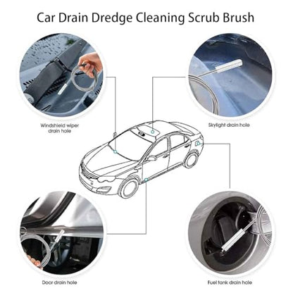 Car Drain Dredge Cleaning Scrub Brush, 150cm Flexible Auto Sunroof Drain Cleaning Tool with 2Pcs 7.9in Cleaning Brush, Flexible Tube Cleaning Brush for Car, ac, Home Kitchen (1Pcs, 118in) - color: 1pcs, size: 118in