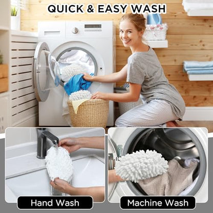 Baderke 3 Pack Chenille Mop Heads Replacements Compatible with 1 Tank System Chenille Duster Replacement Heads Microfiber Spin Mop Refill Pads Reusable Dust Refills for Floor Cleaning (White) - color: White