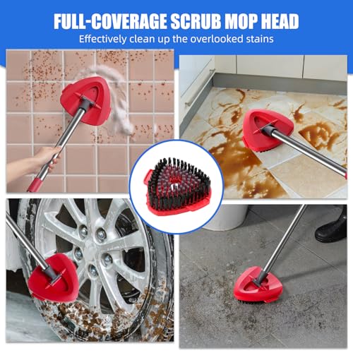 Microfiber Spin Mopping Refills Head for Ocedar RinseClean 2-Tank System,1 Gray Mop Scrub Brush + 1 Mops Base + 6 Pack Easy Cleaning Mop Heads Replacements - color: 4 Blue Mop Heads+2 Green Mop+1 Gray Brush +1 Base