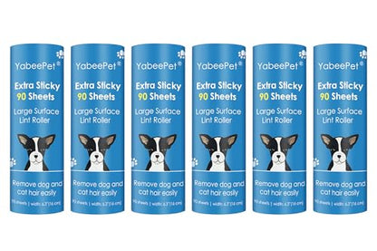 Extra Sticky Large Lint Roller Refills, 6.3'' Giant Lint Roller Refills for Pet Hair, Clothes&Furniture Cleaning, 540 Sheets in Total - style: 6 Refills
