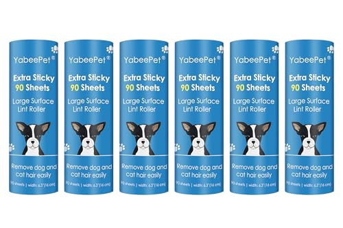 Extra Sticky Large Lint Roller Refills, 6.3'' Giant Lint Roller Refills for Pet Hair, Clothes&Furniture Cleaning, 540 Sheets in Total - style: 6 Refills
