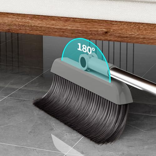 3-in-1 Broom and Dustpan Set - Stainless Steel Handle Floor Cleaning Kit for Home & Office, Space-Saving Storage Design - color: Gray