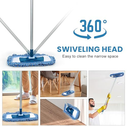 MAVRIZ Dust Mop for Hardwood Floor Washable Wet and Dry Mop with 58" Long Handle, 360° Rotating Microfiber Mop for Wood, Laminate, Tile Floor