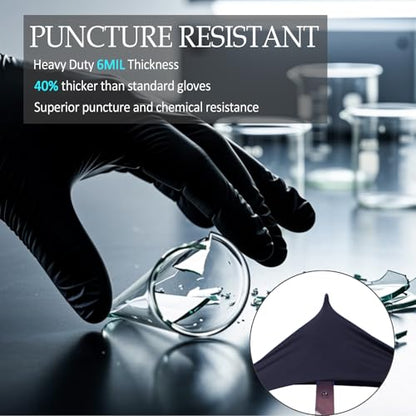 PROMEDIX P Black Disposable Nitrile Gloves, 6Mil 100 Pcs Food Safe Cooking Gloves Latex Free Rubber Gloves for Cleaning Exam - size: X-Large