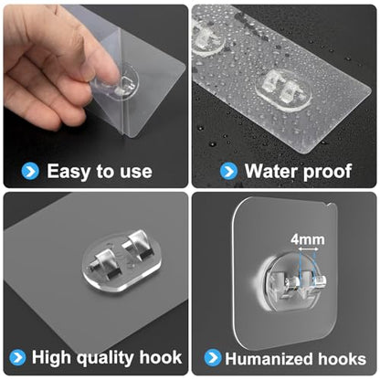 3 Pack Shower Caddy Adhesive Replacement, Strong Adhesive Hooks for Shower Caddy, Waterproof Adhesive Strips, No Drilling, for Bathroom Storage Shelves and Kitchen Racks - color: Transparent-3 Pack 3 Hooks