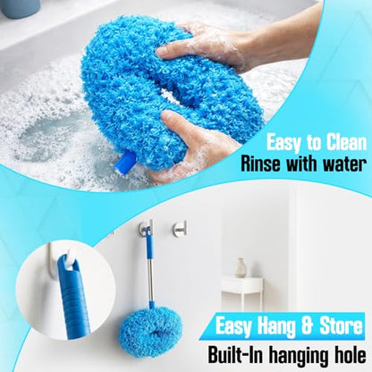 Ceiling Fan Cleaner Duster with Extension Pol, 12 to 51 Inch Duster Length, Reusable Microfiber Dusters for Cleaning Fan Blades, Cobwebs, Walls, Windows & High Ceilings, Removable, Blue - color: Blue