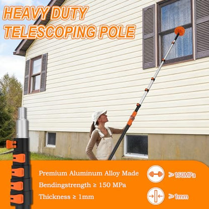 SISUPASSIE Telescoping Extension Pole, Reach to 30FT Telescoping Pole Multi-Purpose 5-24FT Lightweight, Sturdy with Universal Twist-on Metal Tip Extendable for Dusting Painting Window Cleaning - size: 24FT