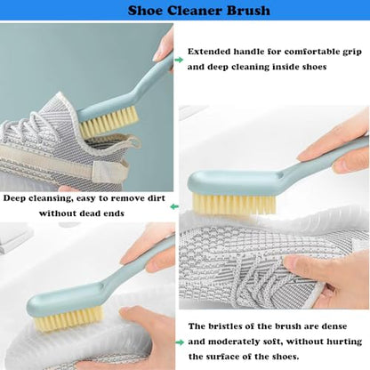 2Pack Shoe Cleaning Brush,Sneaker Shoe Cleaner Brush, Soft Bristle Cleaning Shoes Scrubber,Long Handle Shoe Scrubbing Brush,White Sneaker Cleaner Brush,Shoe Brushes for Cleaning (Blue) - color: Blue