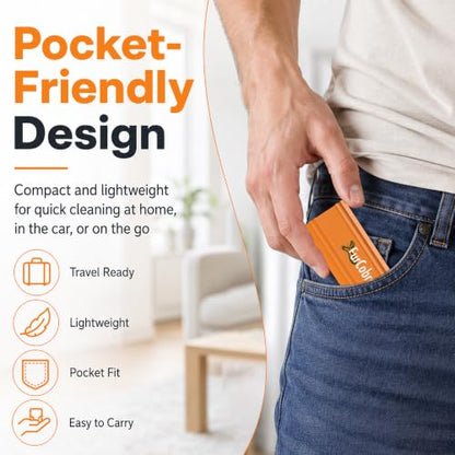 Pro Pet Hair Remover 4.3” – Dog & Cat Hair Remover for Car, Couch, Carpet, Bed & Furniture – Reusable Dual-Blade Pet Hair Scraper for Auto Detailing, Home & Upholstery - color: Orange