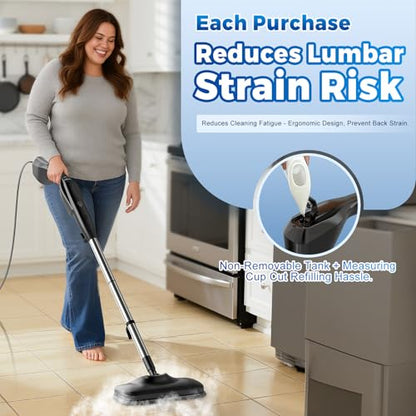 Fast Heating & Heavy Duty Detachable Steam Mop Cleaner with 17 Accessories, Dual-Speed Control 260°F High-Temperature Floor Steam Mop, Power Steady Steam Cleaner for All Floors|Windows|Tile|Grout|Home