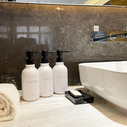 Shampoo Dispenser for Shower Wall, Shampoo and Conditioner Dispenser with 16 Waterproof Labels, No Drill Shower Soap Dispenser Bathroom, Shower Soap Dispenser Wall Mounted,17oz, 3 Pack, Black White - color: 1-white Bottle + Black Pump