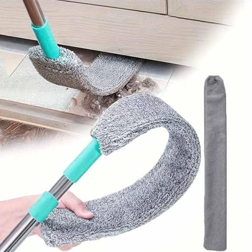 Dust Brush Under Appliance Microfiber Duster with Extension Pole | Extendable Long Handle Mop | Dust Remover Under Fridge Cleaning Tool | for Couch Bed Furniture Bottom Floor Crevice High Ceilings