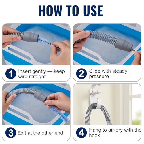 CPAP Cleaning Kit with Collapsible Wash Basin (2.4 Gal / 9 L), Long Hose Brush & Mask Brush, Drying Hook, Mesh Storage Bag; Fits 22 mm Standard & 15 mm Slim Tubes (Basic) - color: Basic