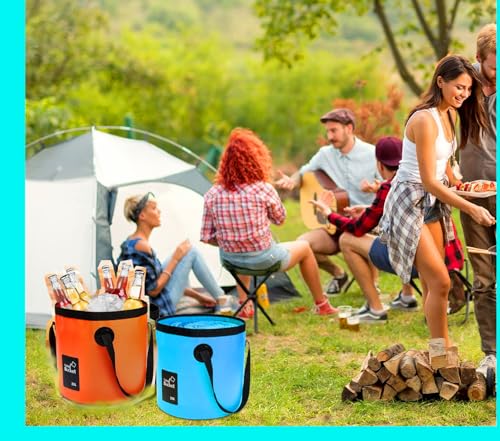 MIZORLIE Collapsible Buckets, Camping Water Storage Container 5 Gallon(20L) Portable Folding Bucket Wash Basin - color: Yellow
