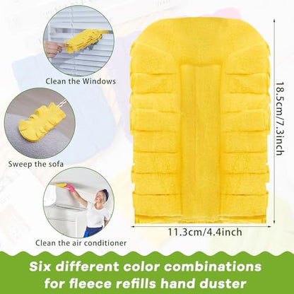 Zubebe 12 Pcs Duster Refill Reusable Fleece Duster Refills Feather Flat Dusters Multi Surface Washable Cleaning Pads Tools for Home, Blinds, Car, Pet, Furniture, Fans (Yellow) - color: Yellow