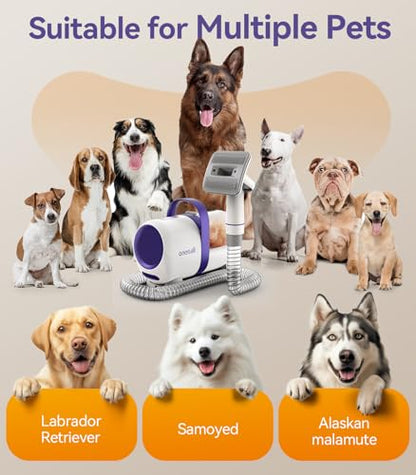 oneisall Dog Grooming Vacuum Kit: 15000Pa Shedding Brush with Grooming Tools, 3 Suction Low Noise, for Pet Thick and Undercoat, 1.5L Dust Cup, Dog Hair Vacuum, Home Cleaning, LM5