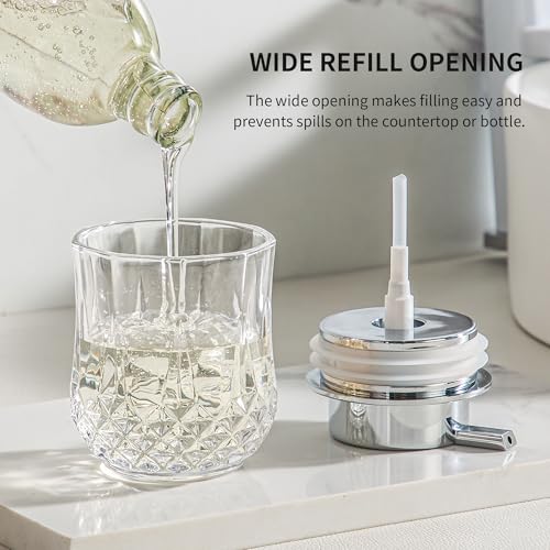 Glass Soap Dispenser,Bathroom Hand Liquid Soap Dispensers,Refillable Dish Soap Dispenser,Lotion Dispenser for Bathroom,Kitchen (Clear/Silver Liquid Pump) - color: Silver Pump-liquid