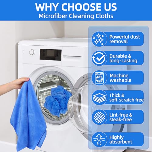 6 Pack Microfiber Cleaning Cloths Extra Large 30" x 20",XL Rags Washable Reusable Streak Free Lint Free Towels for Floor Mop,Glass,Windows,Kitchen,Bathroom,Office & Car Cleaning(Blue)
