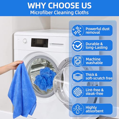 6 Pack Microfiber Cleaning Cloths Extra Large 30" x 20",XL Rags Washable Reusable Streak Free Lint Free Towels for Floor Mop,Glass,Windows,Kitchen,Bathroom,Office & Car Cleaning(Blue)
