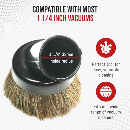 MP Maresh Products Household Cleaning Vacuum Brush Attachment - Horse Hair Vacuum Cleaner Accessories, Soft, Dust Floor Brush, Compatible with Shop Vac 1-1/4" Vacuum Cleaners for Hard Surfaces - Black - size: Vacuum Brush