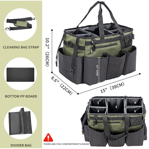 IBVIVIC Wearable Cleaning Caddy Bag for Cleaning Supplies,Large Capacity Cleaning Organizer Green - color: Green