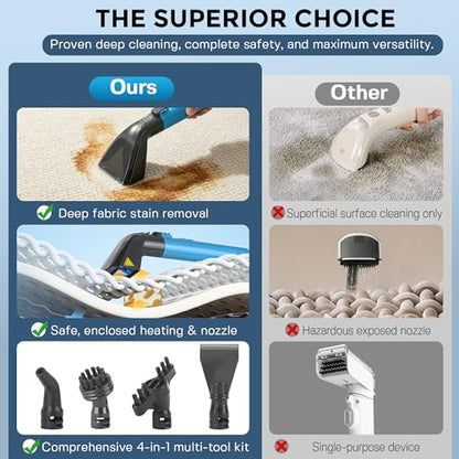 Hausmeister Hydroflex Pro Steam Portable Carpet Spot Cleaner with Steam, 1600W Upholstery Cleaner Machine, 18KPa Strong Suction, Cold/Hot/Steam Modes, Self-Cleaning, for Couch, Car Seats & Rugs