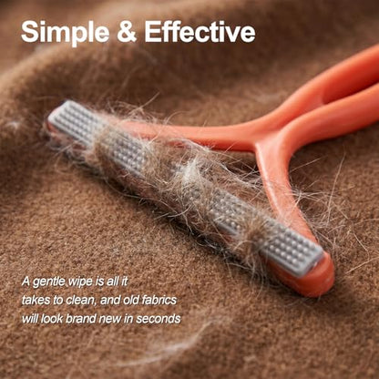 2PCS Portable Lint Remover Hand Fuzz Shaver Reusable Double Sided Travel Carpet Scraper Hair Removal Rake Brush Tool for Couch, Carpets, Cat Trees, Car Mats, Furniture, Clothes, Pet Houses, Dog & Cat