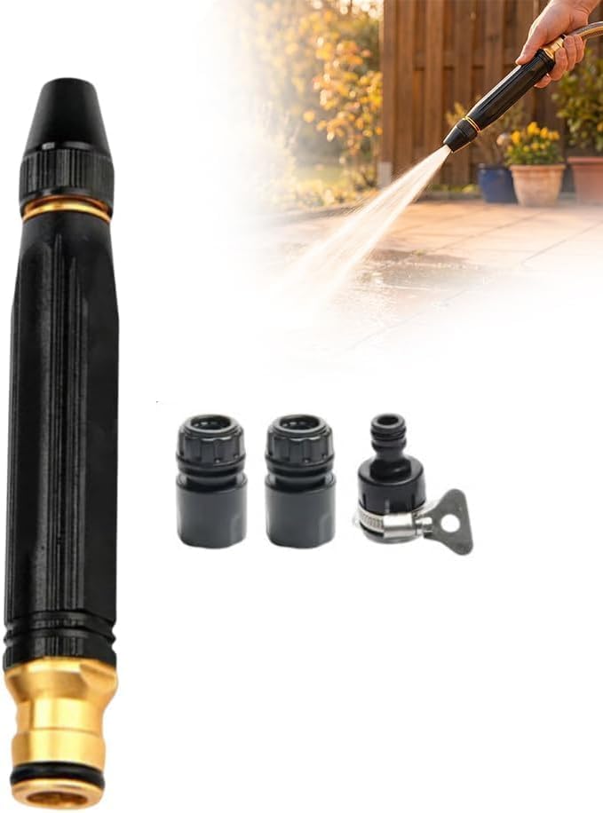 Heavy Duty Adjustable Hose Nozzle, High Pressure Water Spray Nozzle with Leak-Resistant Design, Metal Garden Hose Sprayer for Car Washing, Lawn Care, Patio Cleaning, and Garden Watering (Black 1 pc) - color: Black 1 pc