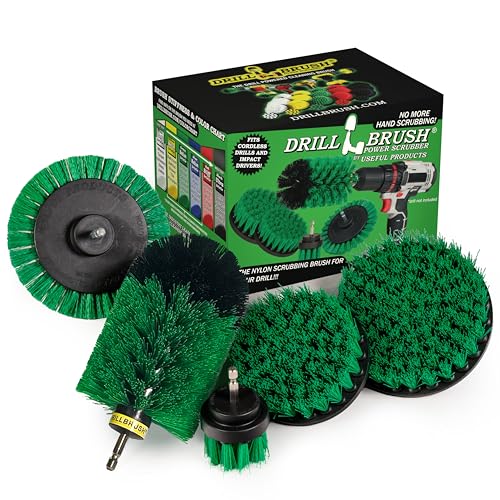 Rotating Nylon Spin Scrubber - Grout and Oven Cleaner Brush Set - Kitchen Cleaning Supplies - Gap Cleaning Brush Kit- Stainless Steel Appliances - Washing Machine, Microwave, Air Fryer & Wall Cleaner - color: Green