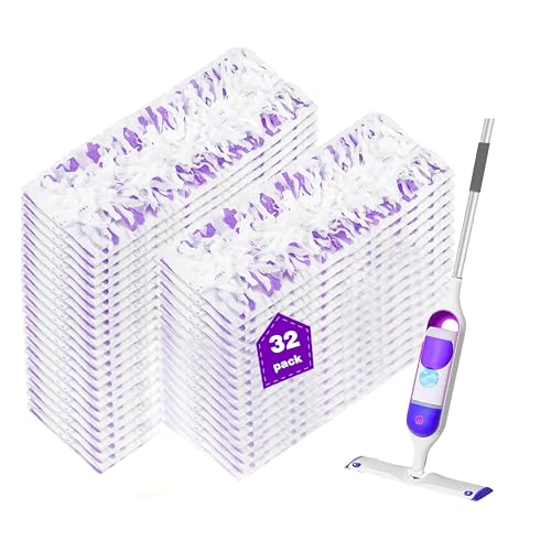 Pure Realm 32 Count Disposable Power mop Refills for Swiffer Power Mop Multi-Surface and PowerMop Wood , Unscented Powermop Clean Replacement Mopping Pad - color: Purple 32 Mop Pads