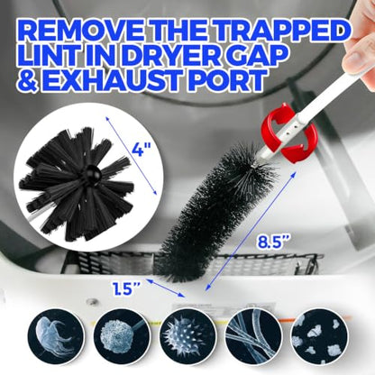 Holikme 15 Feet Dryer Vent Cleaner Kit, Lint Remover, Extends Up to 15 Feet, Synthetic Brush Head, Use with or Without a Power Drill - color: White