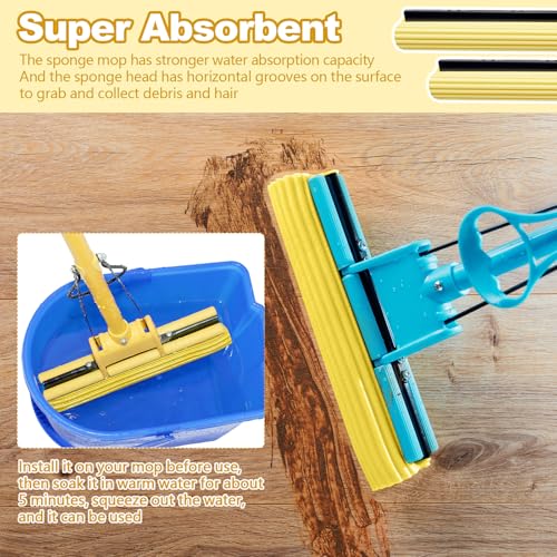 Willinglong 10 Pcs Roller Mop Refill Bulk Absorbent PVA Sponge Mop Head Replacement for Home Bathroom Business Garage Kitchen Cleaning (Yellow) - color: Yellow