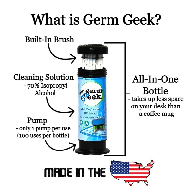 Germ Geek Keyboard Cleaning Brush Set - Multi-Purpose Electronics Cleaner for Laptop, Phone & AirPods - USA Made Premium Cleaning Kit - Universal Computer Cleaning Tool - Refill - size: Refill Pack