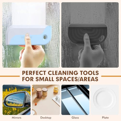 3 Pack Small Squeegees, Squeegee for Shower Glass, Car Window Squeegee, Glass Squeegee. Grey, Yellow, Blue for Home Kitchen, Countertop, Auto Windows, and Bathroom Mirrors