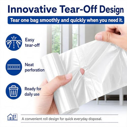 2.6 Gallon 150 Counts Small Trash Bags Garbage Bags by Teivio, Bathroom Trash Can Bin Liners, Small Plastic Bags for home office kitchen, Clear