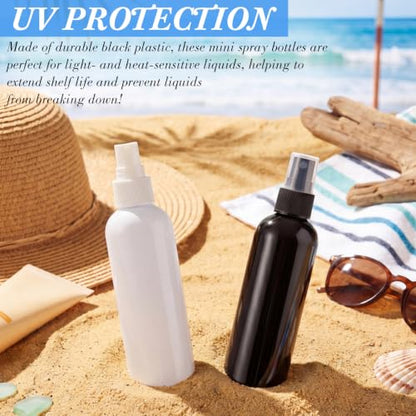 Kigley 100 Pcs Small Spray Bottle Bulk 4 oz Plastic Empty Mist Spray Bottles for Essential Oils Fine Mist Sprayer Reusable Refillable Portable Travel Containers for Cleaning Samples (Black and White) - color: Black and White