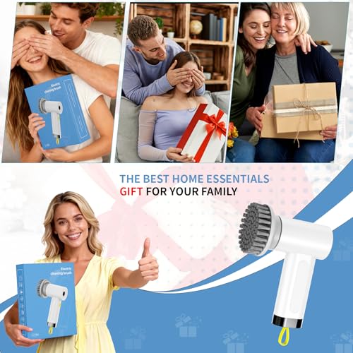 3000mAh Cordless Electric Spin Scrubber, 20W High-Torque IPX7 Waterproof Cleaning Brush with 6 Replaceable Heads, Dual Speed 150-180 Mins Runtime for Kitchen Bathroom Car - size: S2 M