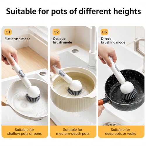 360° Rotating Dish Brush with Soap Dispenser, Kitchen Scrubber for Pots, Pans and Sink Cleaning