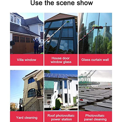 Telescopic Cleaning Brush, Telescopic Hydrocleaner, Up to 7.2 M, Water Powered, Cleaning Solar Panels, Window Cleaning Kit with Squeegee, Washing Trucks, Bus, Cars - color: 50cm Brush Head, size: 7.2m Rod