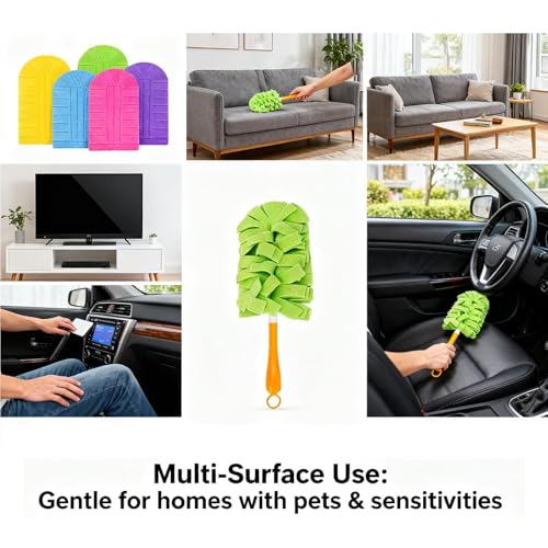 Reusable Chenille Microfiber Dust Duster, 360° Electrostatic Duster Refills — the Sustainable Choice for a Dust-Free Home, Microfiber Dusters Refills, with Dusters Handles - color: Yellow