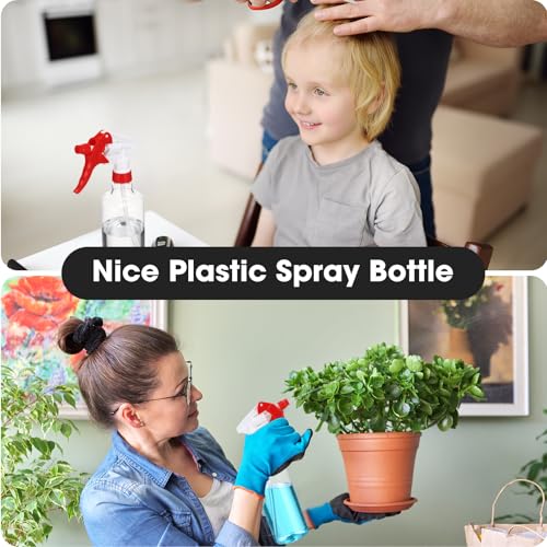 Eccliy 12 Pcs 16 Oz Plastic Spray Bottle, Adjustable Empty Reusable Sprayer for Cleaning, Planting, Water, Bathroom and Kitchen, BBQ, Commercial and Residential (Clear,Red) - color: Red, size: Clear