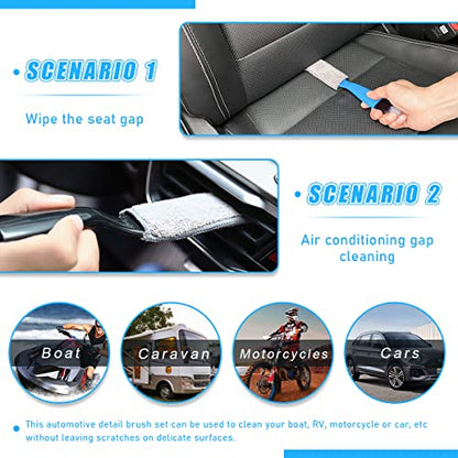 Ziciner 2 PCS Double Head Brush for Car Clean, Soft Auto Interior Duster Detailing Brushes, Universal Vehicle Dashboard Screen, Air Vents, Computer etc Cleaning Tool Accessories (Black) - color: Black, 2 PCS