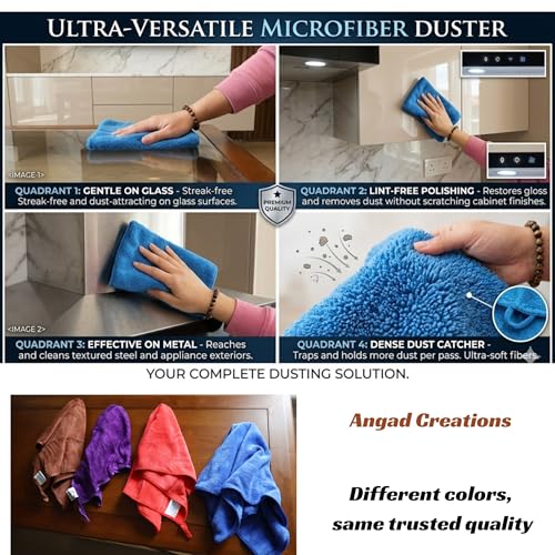 Multipurpose Microfiber Cleaning Cloth 40x40 cm – Ultra Absorbent Reusable Cleaning Rag for Kitchen, Car, Office & Household Use (Set of 4 in Dark Grey)