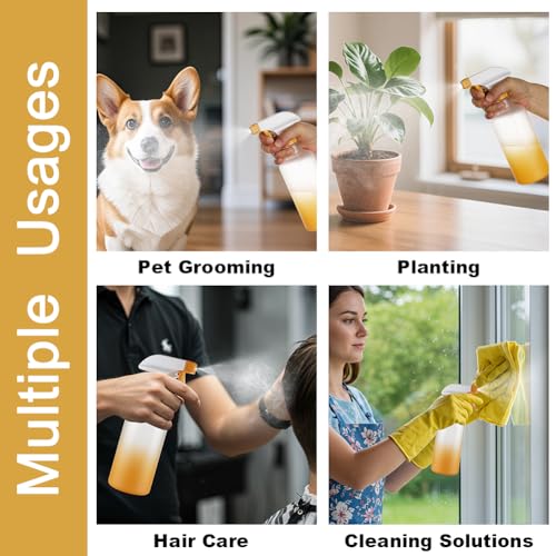Spray Bottles Plastic Spray Bottle for Hair Mist/Stream Heavy Duty Empty Spray Bottles for Cleaning Solutions, Plants, Cooking (16.9oz-Yellow) - color: 16.9oz-Yellow